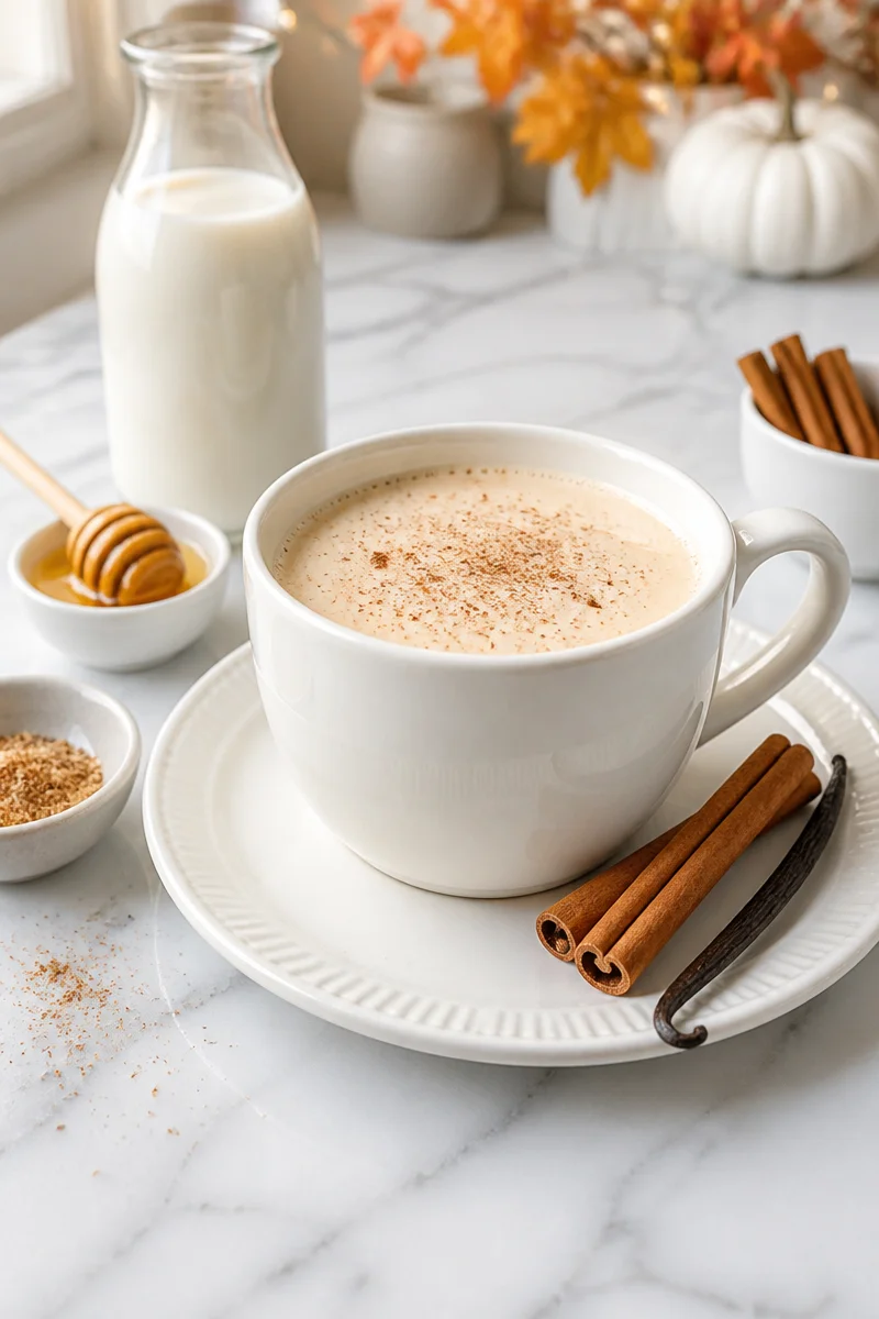 Boisson chaude à la cannelle, parfaite pour les soirées d'automne.