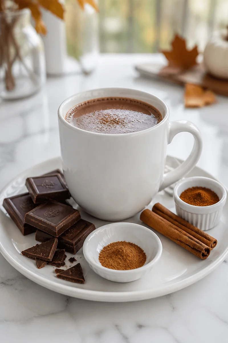 Tasse de chocolat chaud épicé maison pour l'automne