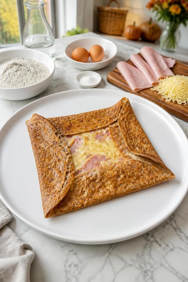 Crêpe sarrasin jambon fromage, plat breton traditionnel