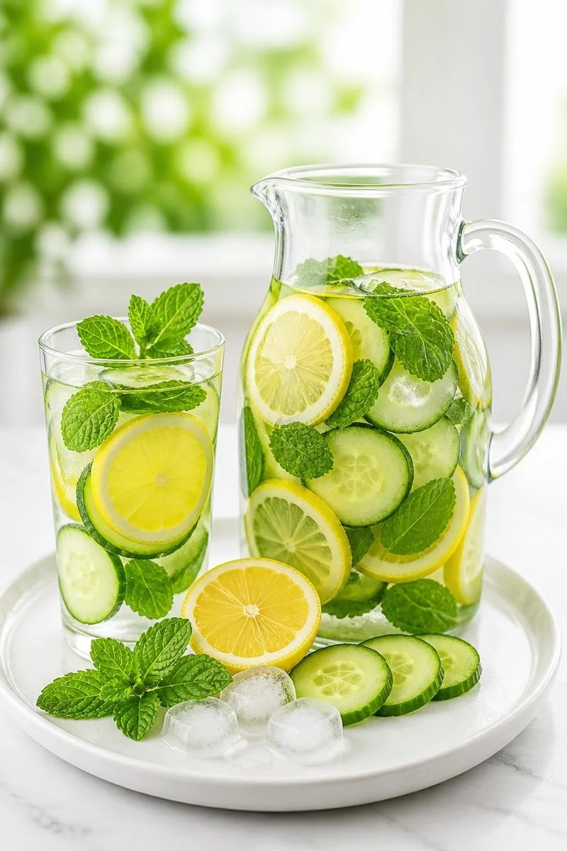 Eau Aromatisée Menthe Citron Concombre, boisson rafraîchissante et saine