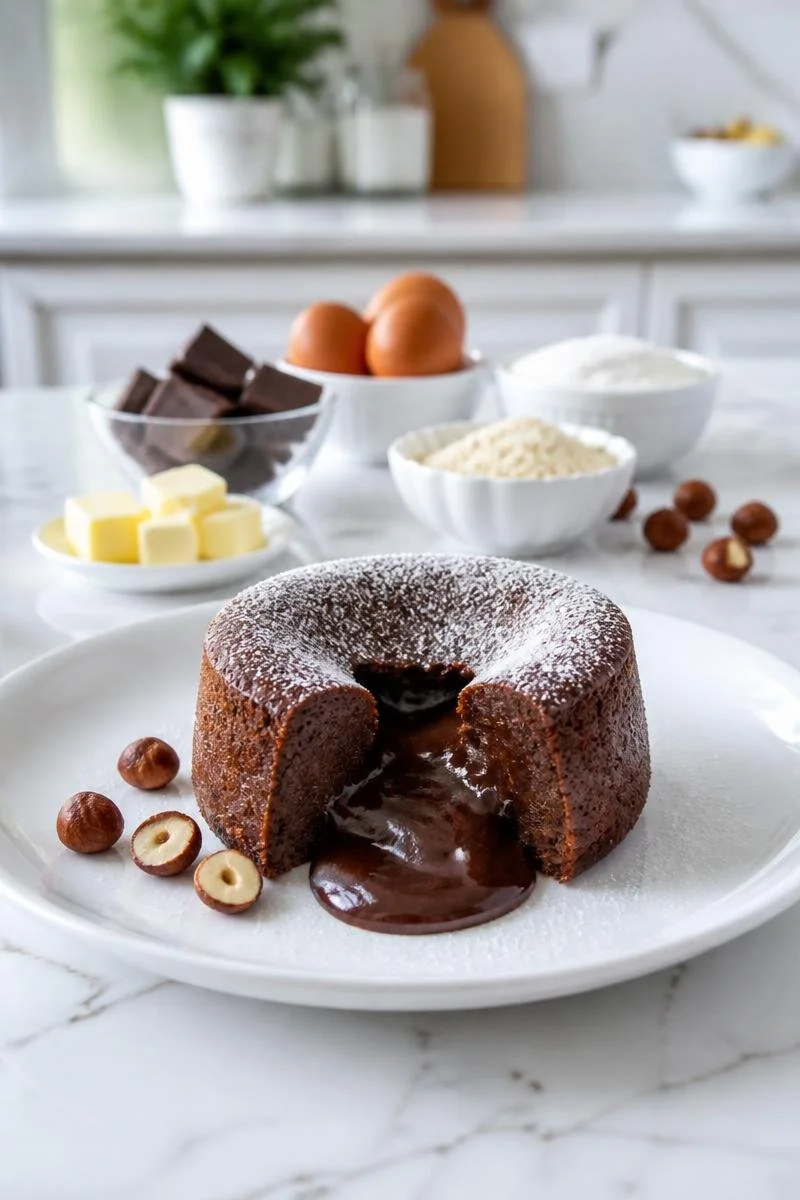 Fondant Chocolat Noisette Coeur Coulant avec chocolat fondant et noisettes