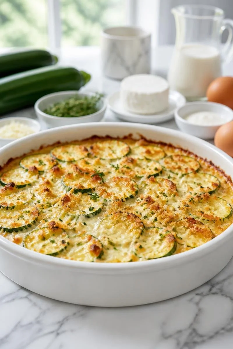 Gratin de courgette avec chèvre, plat savoureux et facile à réaliser