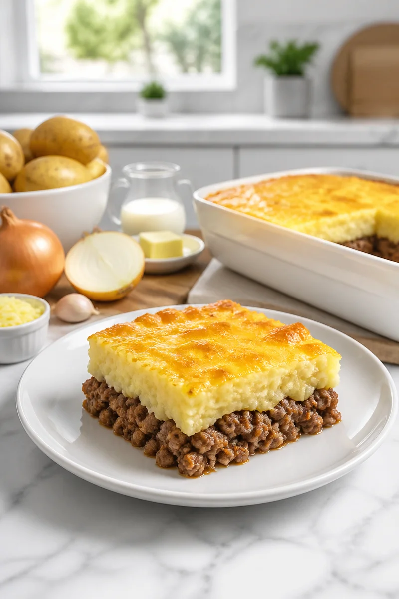 Hachis parmentier maison ultra fondant, plat traditionnel français avec purée et viande.