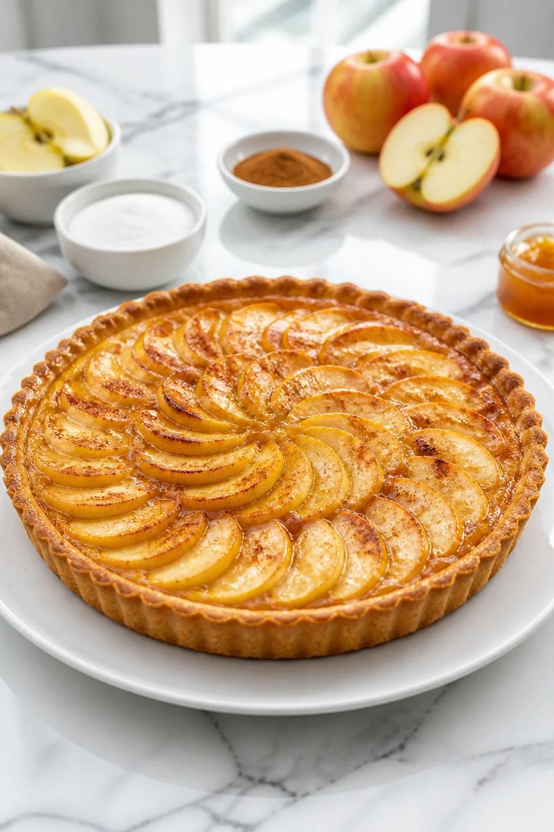 Une délicieuse tarte aux pommes classique, prête à déguster.