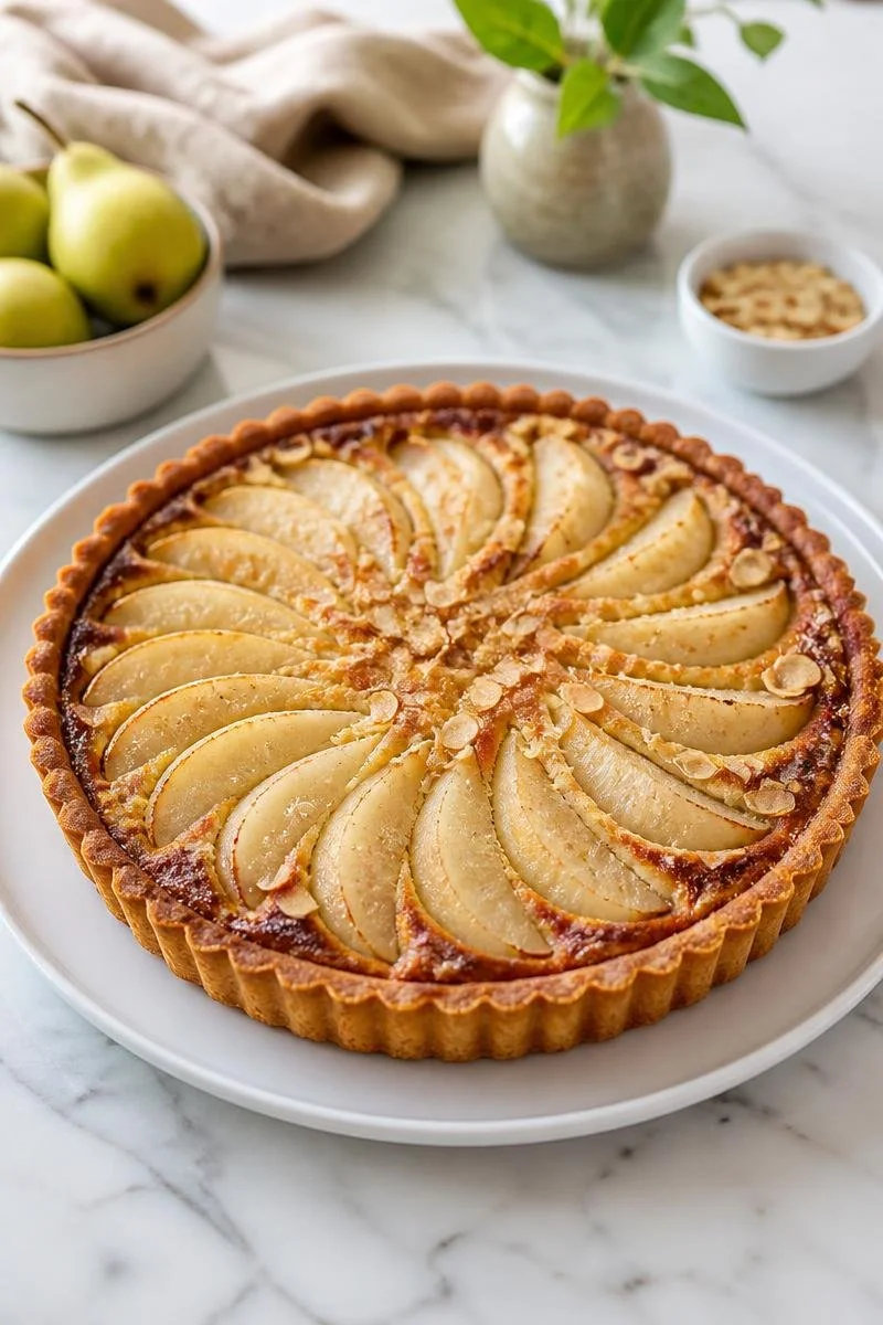 Tarte Poire Chocolat Amande Gourmande, délicieuse pâtisserie aux poires et chocolat