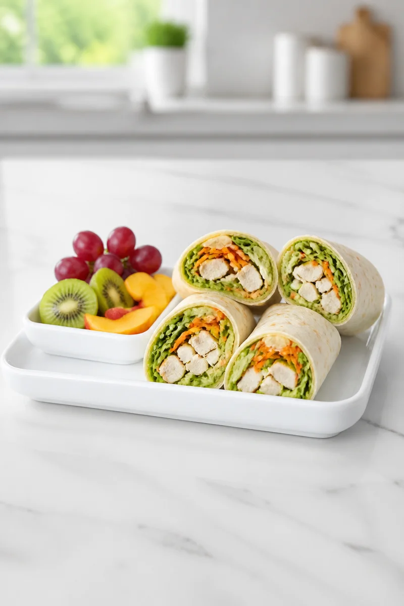 Wrap Poulet Avocat prêt pour une boîte lunch saine et délicieuse